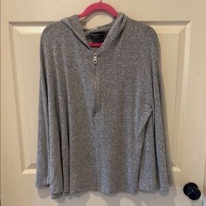 French Kyss grey half zip poncho, small